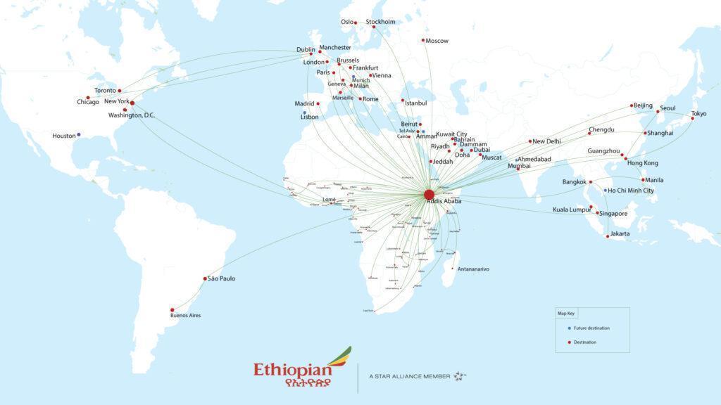 Présentation d'Ethiopian Airlines , les destinations desservies