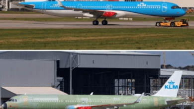 Premier vol d’essai pour le second Airbus A321neo de KLM à Hambourg
